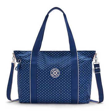 Kipling Asseni Printed Tote Bags Soft Dot Blue | CA 1461LI